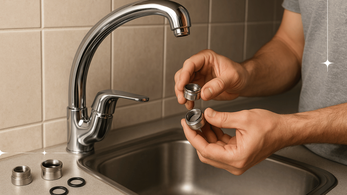 Instalace filtru na kohoutek – sejmutí perlátoru a příprava adaptéru