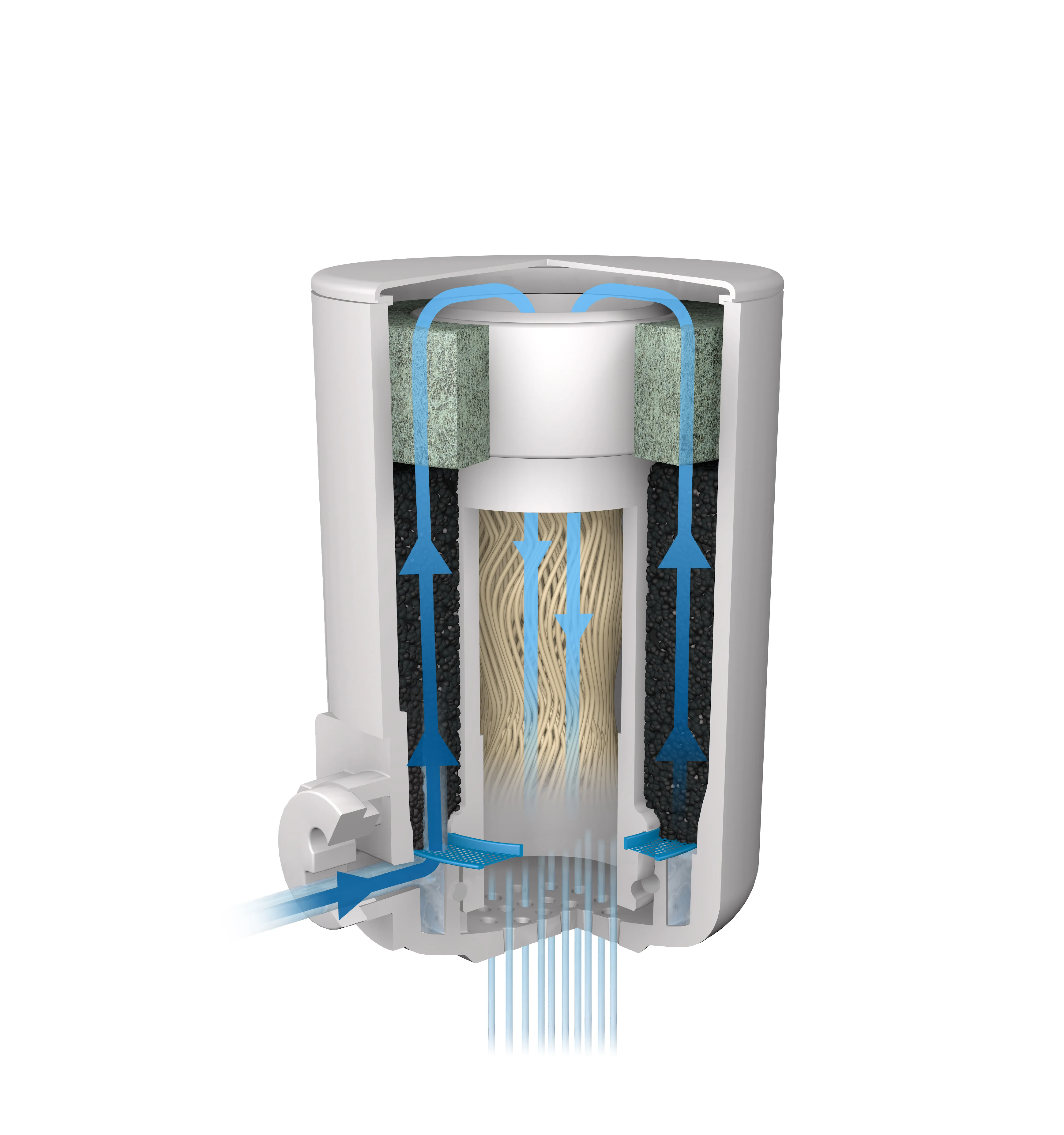LAICA FR01M – patrona a tělo filtru R60A (řez konstrukcí)