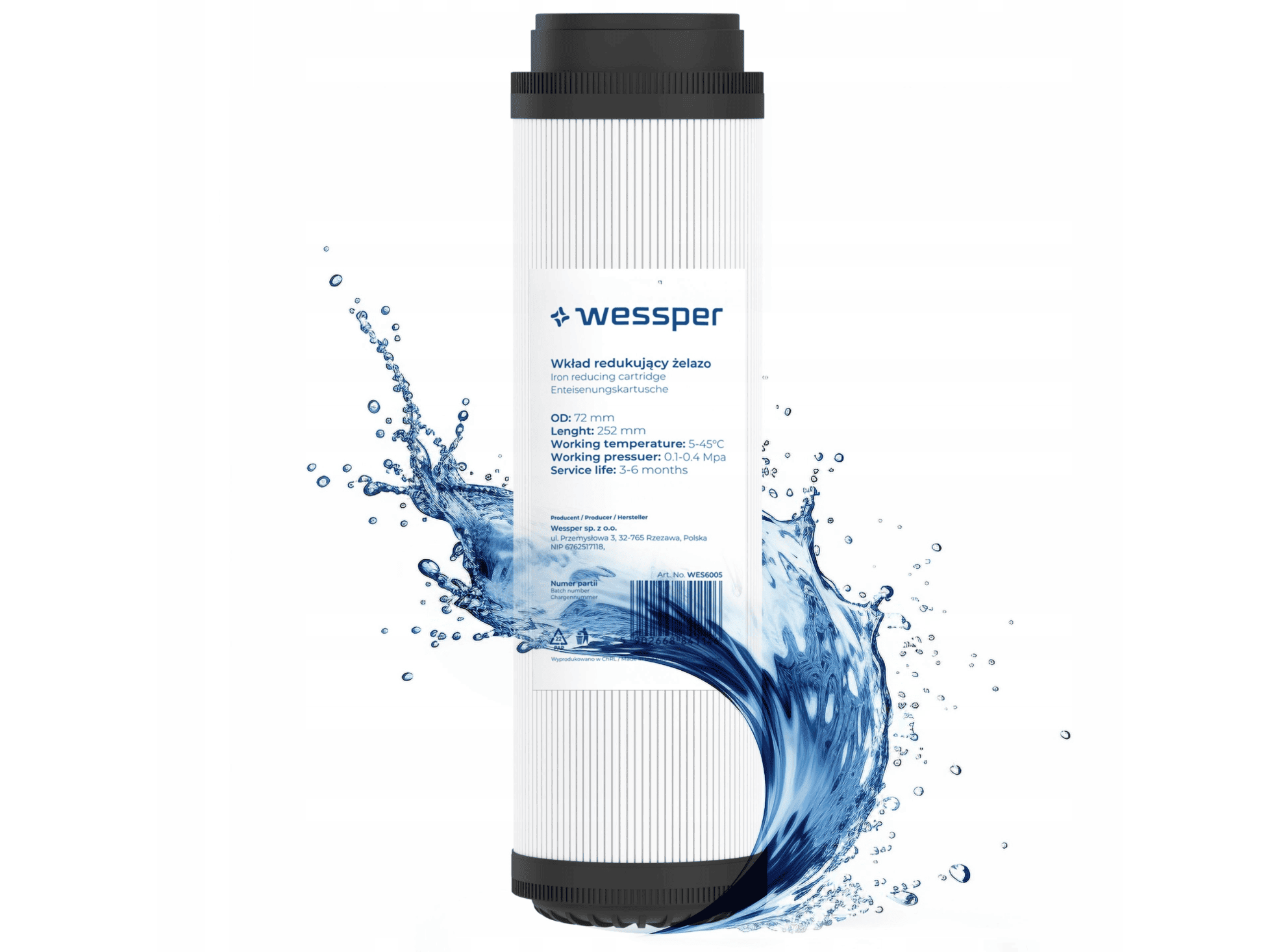 Filtrační vložka Wessper WES6005 pro železo a mangan ve studniční vodě
