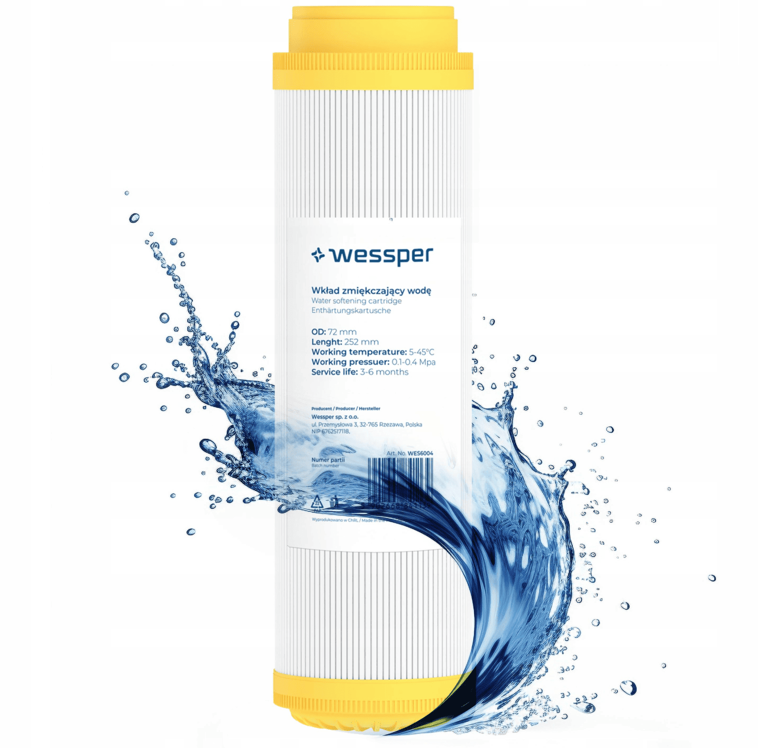 Změkčovací filtrační vložka Wessper WES6004 s iontoměničovou pryskyřicí