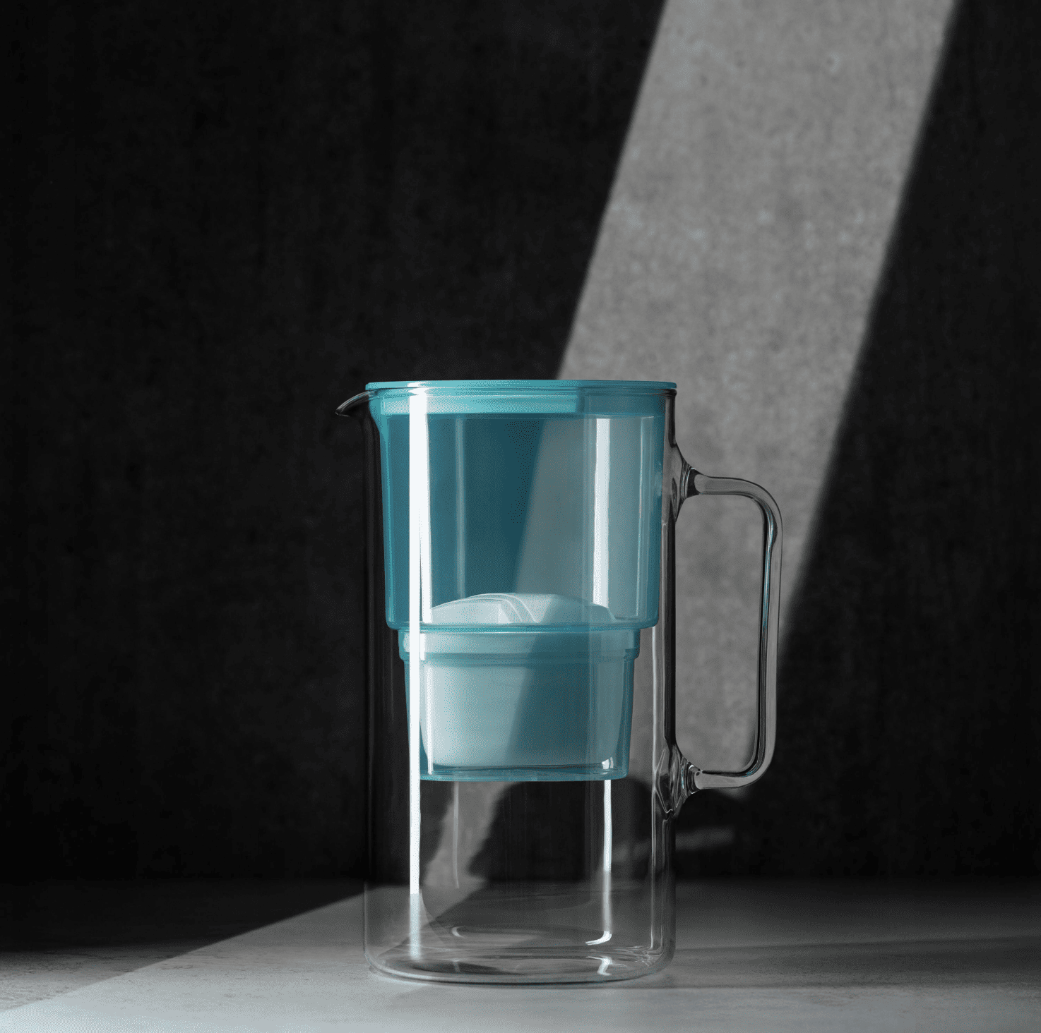 Skleněná filtrační konvice Wessper D2 Borosilicate AquaMax tyrkysová